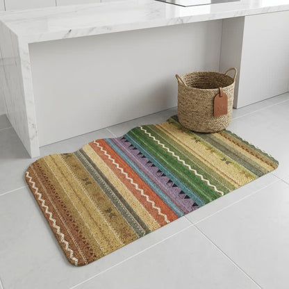 Ownkoti Vintage Rainbow Striped Non-Slip Entry Rug - image 2