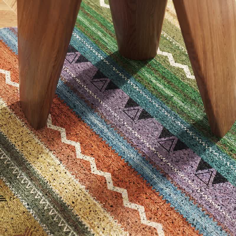 Ownkoti Vintage Rainbow Striped Non-Slip Entry Rug - image 5