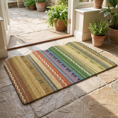 Ownkoti Vintage Rainbow Striped Non-Slip Entry Rug - image 4
