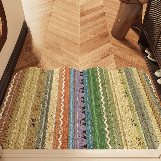 Ownkoti Vintage Rainbow Striped Non-Slip Entry Rug - 35'' × 47'' - image 0