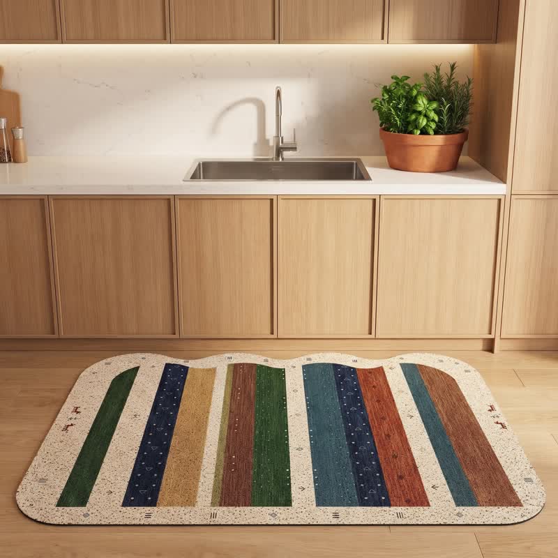 Ownkoti Bohemian Wavy Edge Striped Door Rug - image 1
