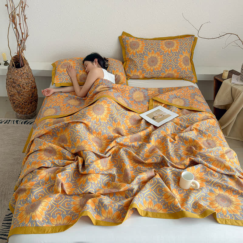Ownkoti Boho Sunflower 3-Layer Muslin Cotton Quilt - image 4