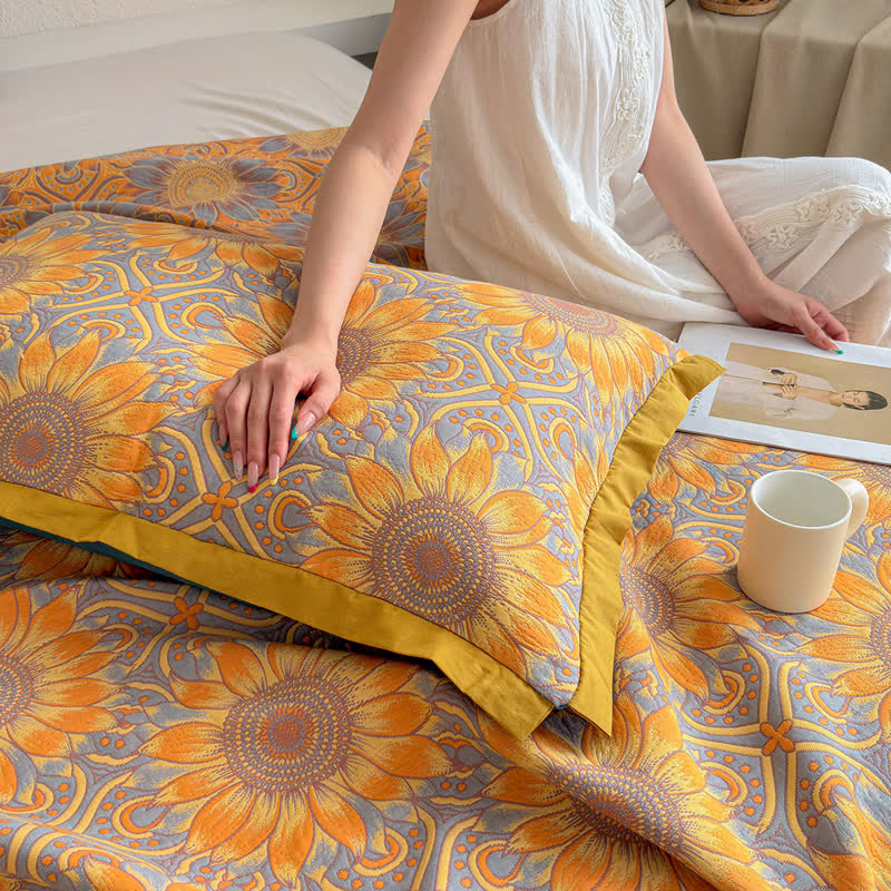 Ownkoti Boho Sunflower 3-Layer Muslin Cotton Quilt - image 11