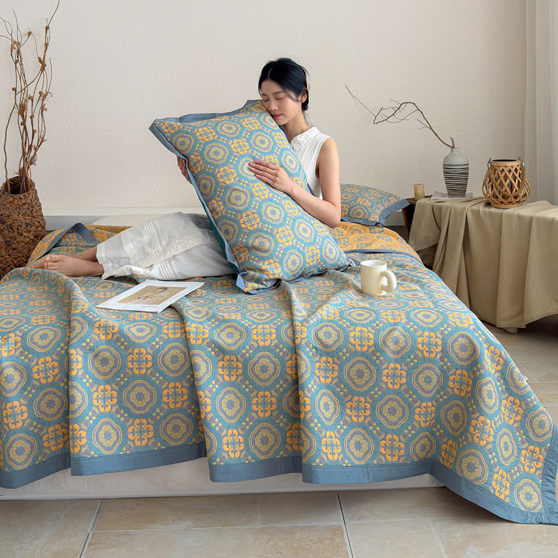 Ownkoti Boho 3-layer Muslin Reversible Bedspread Quilt - image 3