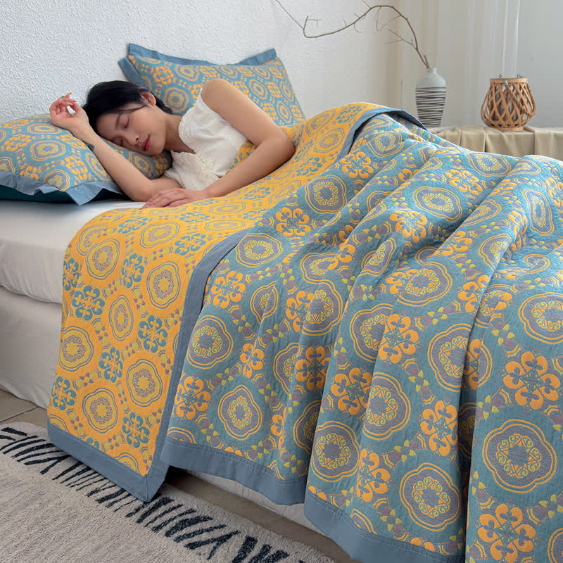 Ownkoti Boho 3-layer Muslin Reversible Bedspread Quilt - 2PCS Pillowcases - 19" x 29" - image 0