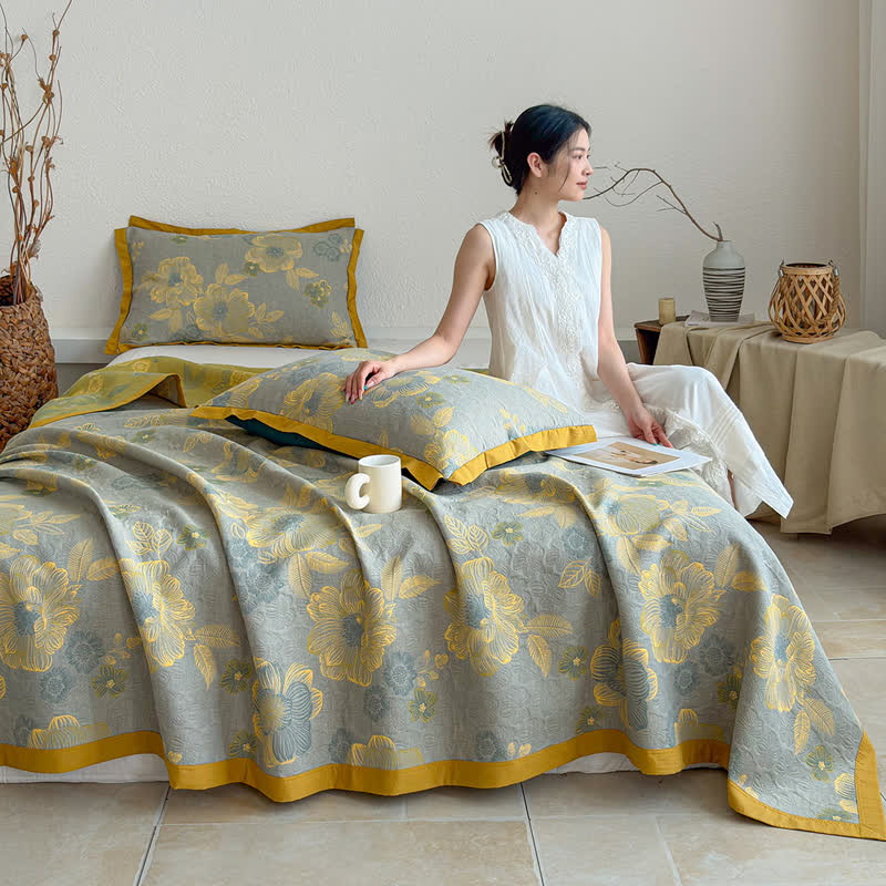 Ownkoti Cottagecore 3-layer Gauze Reversible Bedspread Quilt – ownkoti