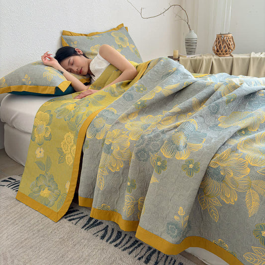 Ownkoti Cottagecore 3-layer Gauze Reversible Bedspread Quilt - 2PCS Pillowcases - 19" x 29" - image 0