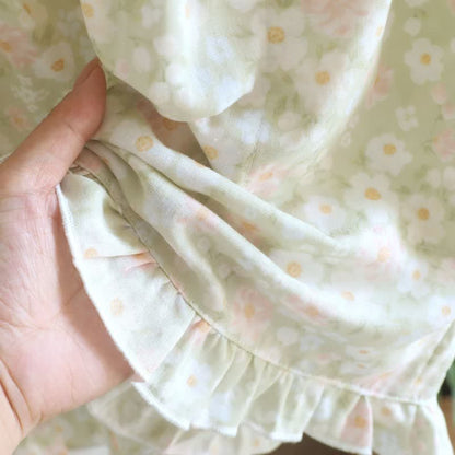 Ownkoti Green Floral Cotton Ruffle Pajama Shorts - image 7