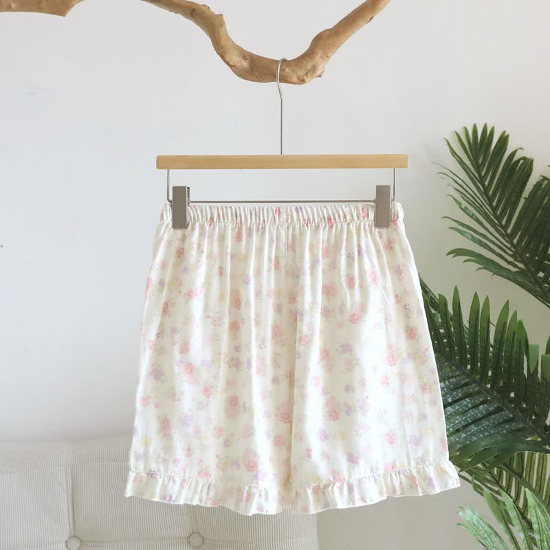 Ownkoti Floral Cotton Ruffle Pajama Shorts - image 1