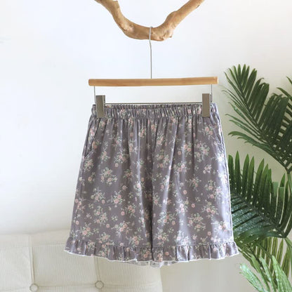 Ownkoti Floral Cotton Ruffle Pajama Shorts - Gray - XL - image 9