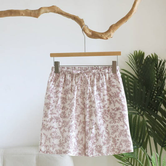 Ownkoti Rustic Pomegranate Cotton Gauze Pajama Shorts - Red - XL - image 0