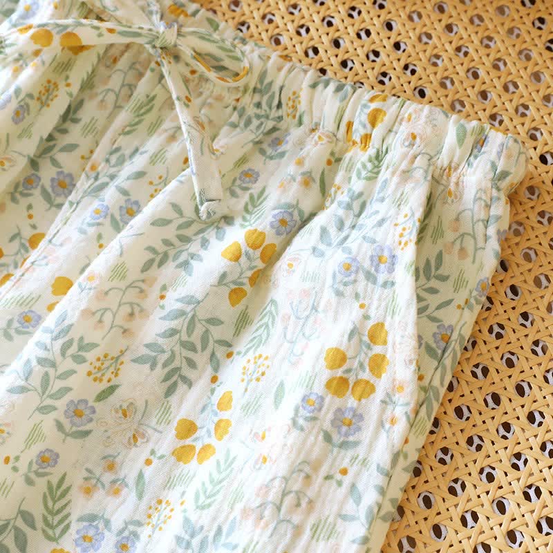 Ownkoti Yellow Tulip Cotton Gauze Pajama Shorts - image 4