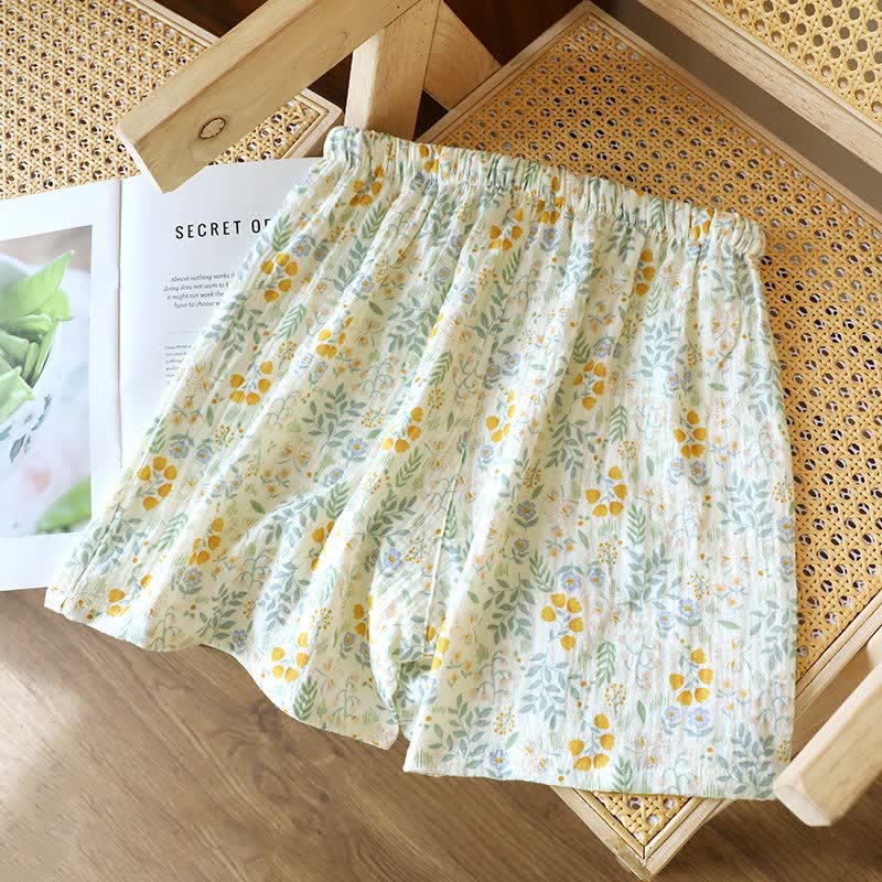 Ownkoti Yellow Tulip Cotton Gauze Pajama Shorts - image 2