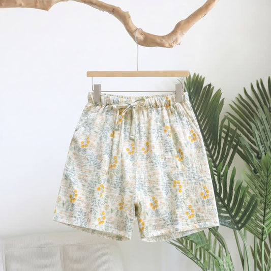 Ownkoti Yellow Tulip Cotton Gauze Pajama Shorts - Yellow - XL - image 0