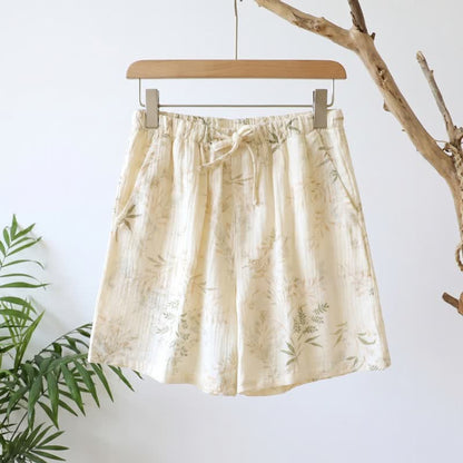 Ownkoti Botanical Cotton Gauze Women's Pajama Shorts - Beige - XL - image 0