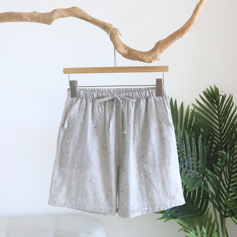 Ownkoti Cherry Blossom Cotton Pajama Shorts - Light Gray - XL - image 14
