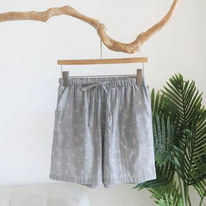 Ownkoti Cherry Blossom Cotton Pajama Shorts - Blue Gray - XL - image 6