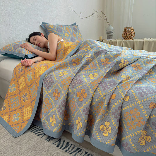 Ownkoti Geometric Clover 3-layer Cotton Gauze Blanket - 2PCS Pillowcases - 19" x 29" - image 0