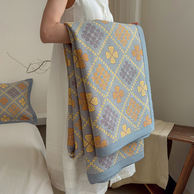 Ownkoti Geometric Clover 3-layer Cotton Gauze Blanket - image 9