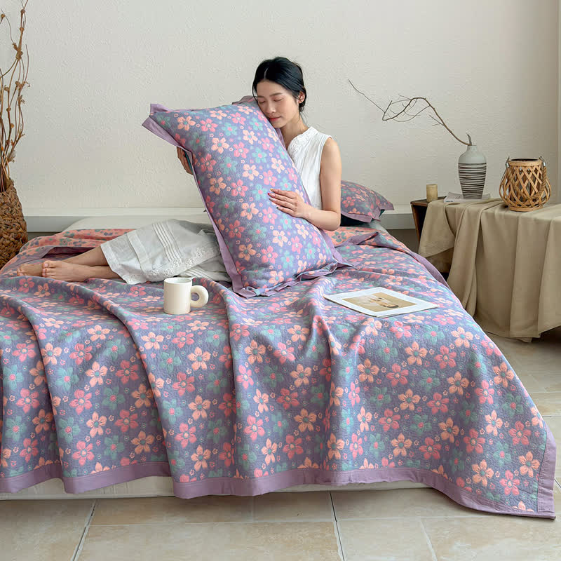 Ownkoti Ditsy Floral 3-layer Gauze Bedspread Quilt - image 4