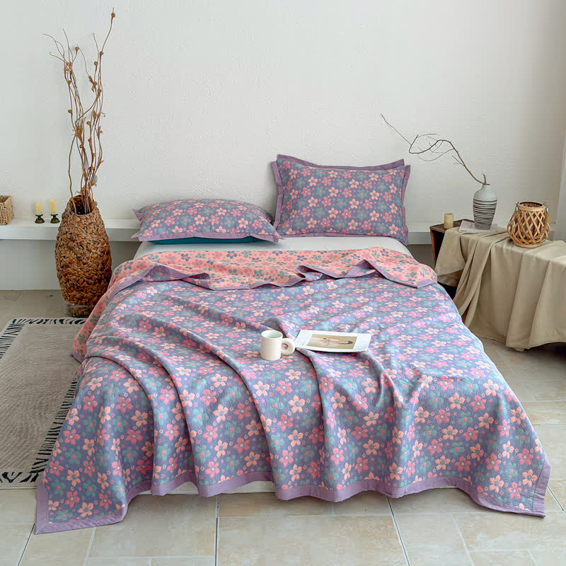 Ownkoti Ditsy Floral 3-layer Gauze Bedspread Quilt - image 1