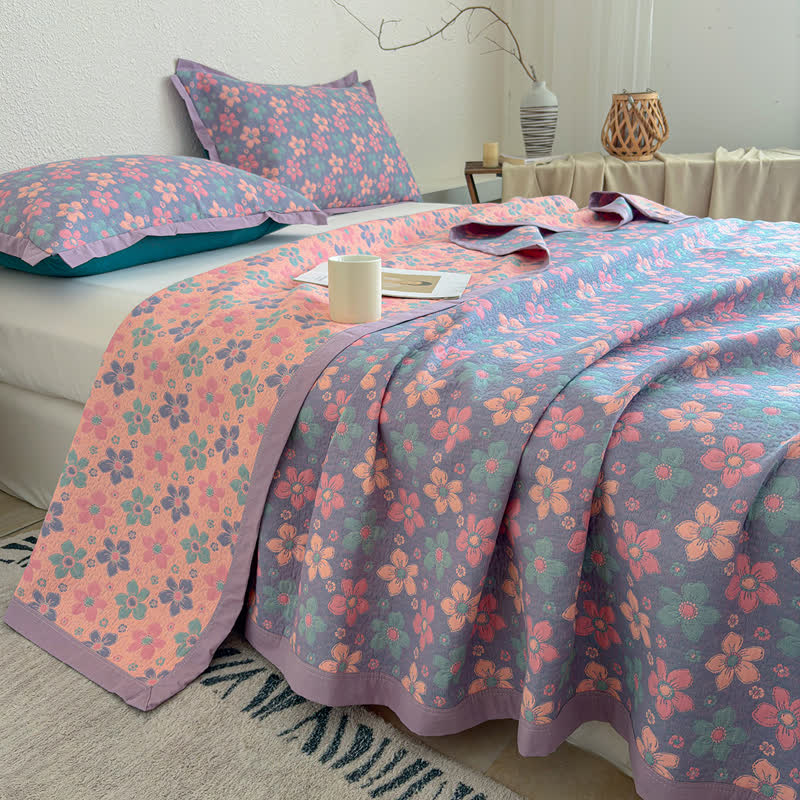 Ownkoti Ditsy Floral 3-layer Gauze Bedspread Quilt - image 6
