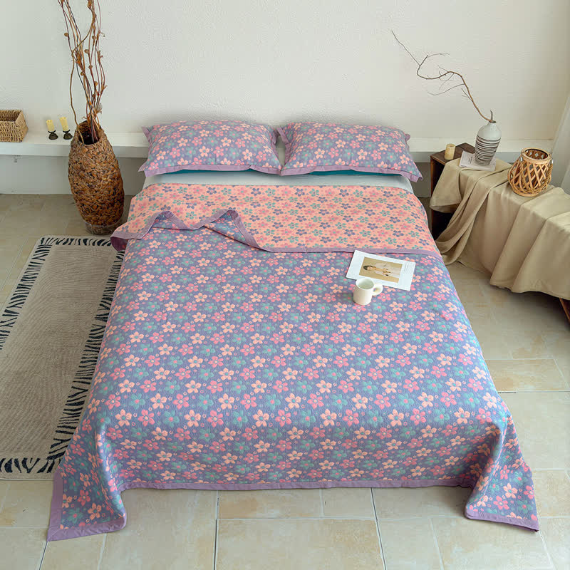 Ownkoti Ditsy Floral 3-layer Gauze Bedspread Quilt - image 5
