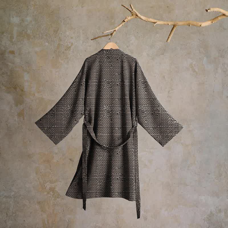 Ownkoti Geometric Chevron Cotton Jacquard Kimono Robe - image 1