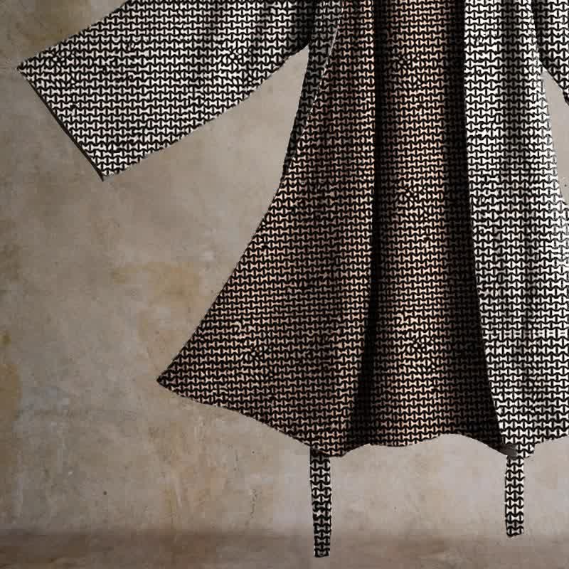 Ownkoti Geometric Chevron Cotton Jacquard Kimono Robe - image 5
