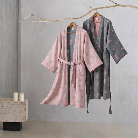 Ownkoti Love Print Cotton Gauze Kimono Robe - image 0