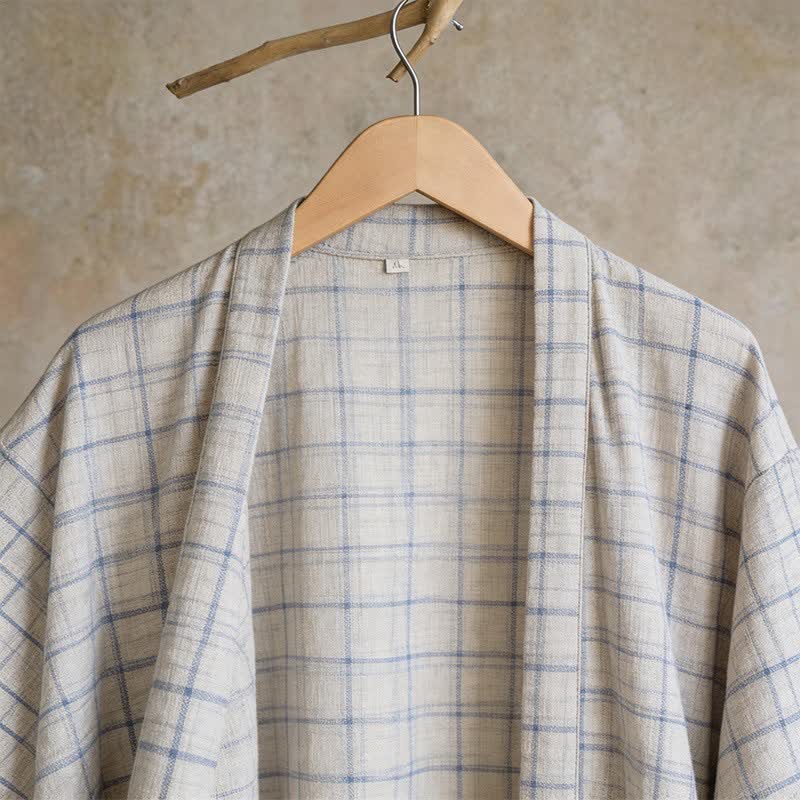 Ownkoti Unisex Grid Cotton Kimono Robe - image 11
