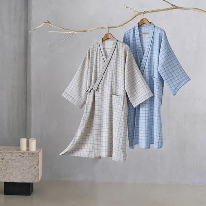 Ownkoti Unisex Grid Cotton Kimono Robe - image 1