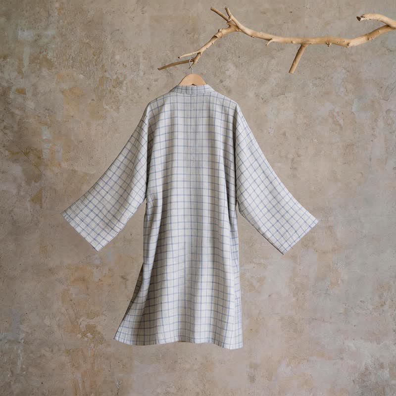 Ownkoti Unisex Grid Cotton Kimono Robe - image 9