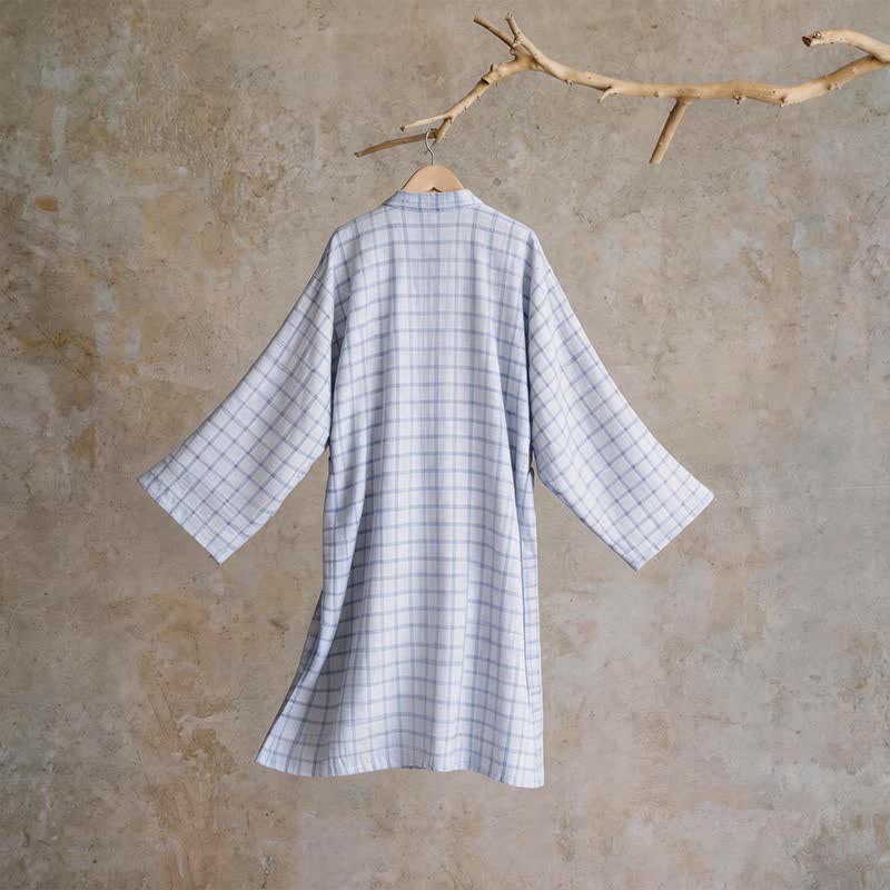 Ownkoti Unisex Grid Cotton Kimono Robe - image 3