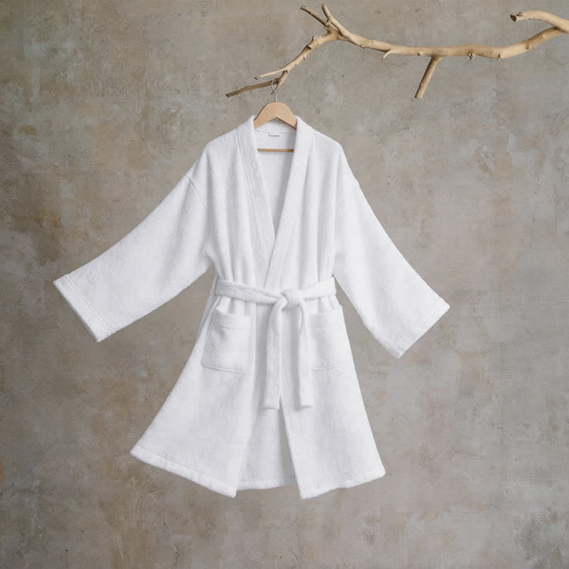 Ownkoti Unisex Solid Cotton Kimono Bathrobe - White - XL - image 8