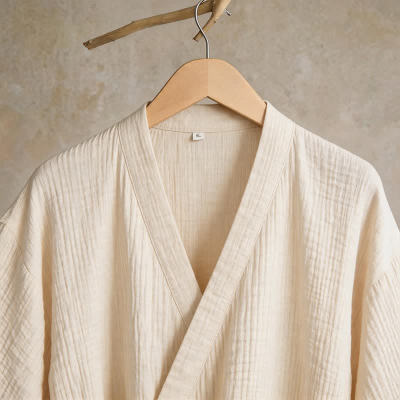 Ownkoti Solid Unisex Cotton Gauze Kimono Robe - image 10