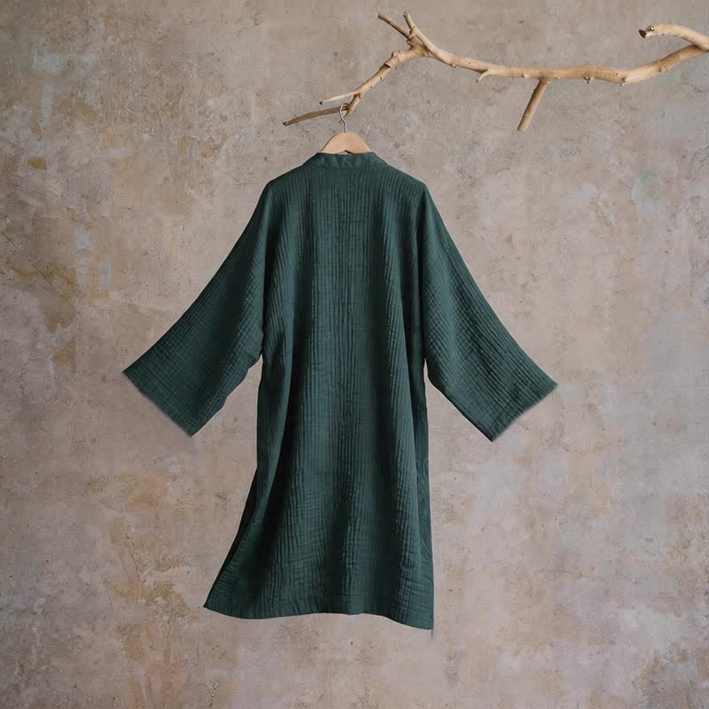 Ownkoti Solid Unisex Cotton Gauze Kimono Robe - image 2