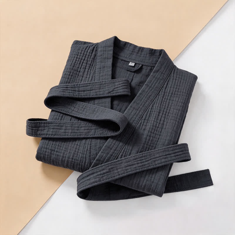 Ownkoti Solid Unisex Cotton Gauze Kimono Robe - image 16