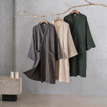 Ownkoti Solid Unisex Cotton Gauze Kimono Robe - image 1