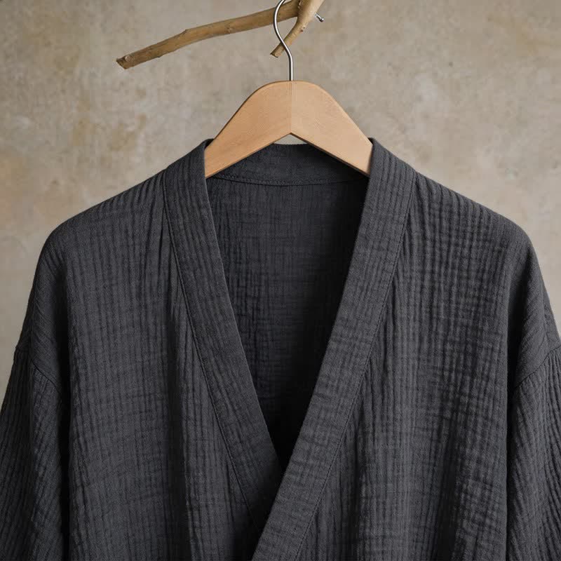 Ownkoti Solid Unisex Cotton Gauze Kimono Robe - image 17