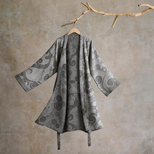 Ownkoti Unisex Baroque Cotton Kimono Robe - Gray - One Size - image 0