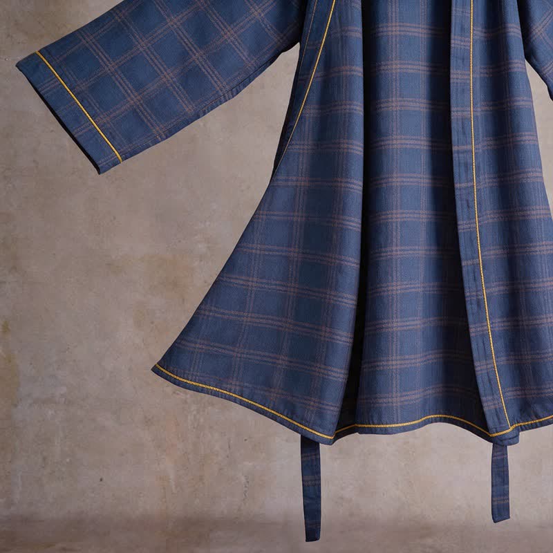 Ownkoti Unisex Style Plaid Cotton Bathrobe - image 6