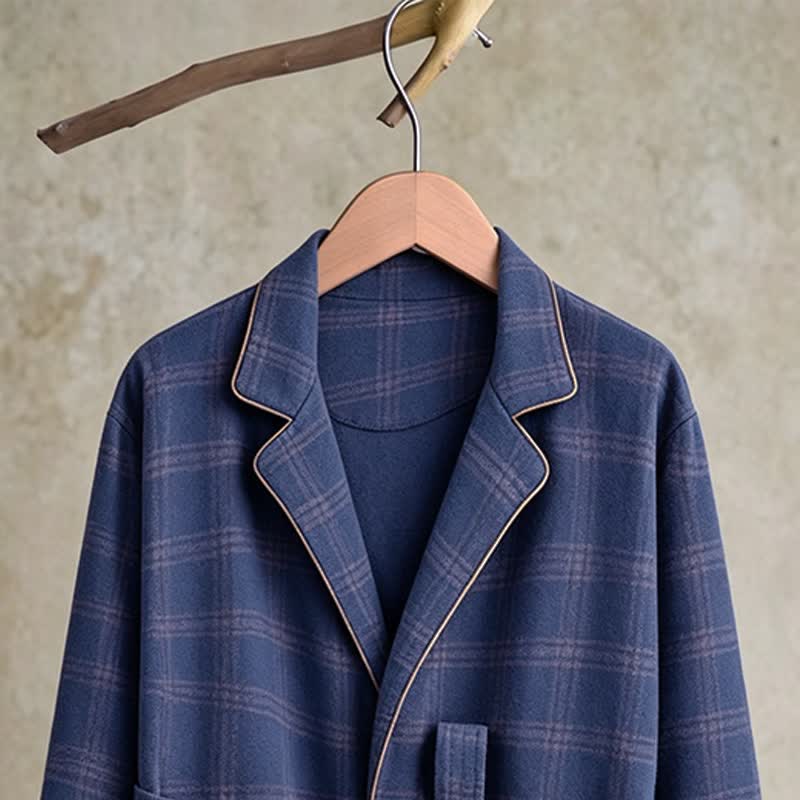 Ownkoti Unisex Style Plaid Cotton Bathrobe - image 4