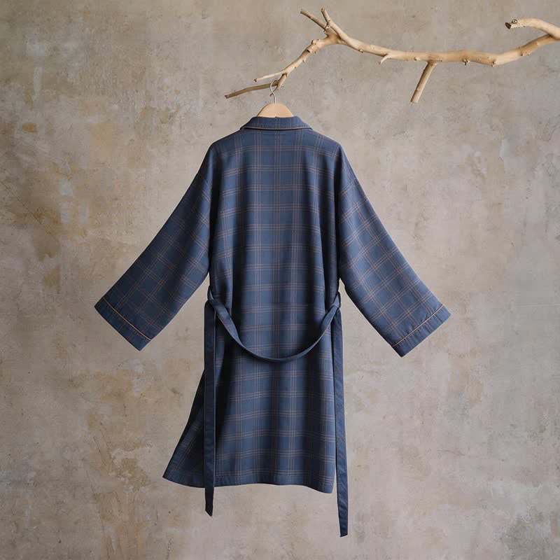 Ownkoti Unisex Style Plaid Cotton Bathrobe - image 2