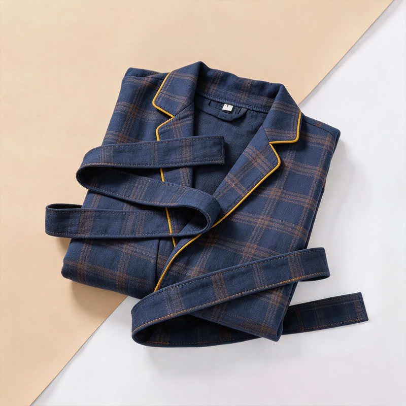 Ownkoti Unisex Style Plaid Cotton Bathrobe - image 3