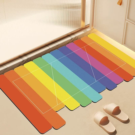 Ownkoti Diatom Mud Rainbow Stripe Geometric Bath Rug - 31'' × 47'' - image 0