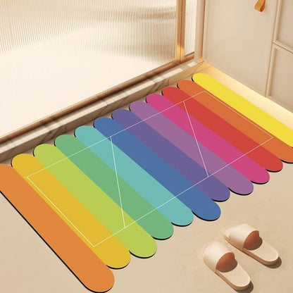 Ownkoti Modern Rainbow Stripe Diatom Mud Bath Rug - 31'' × 47'' - image 0
