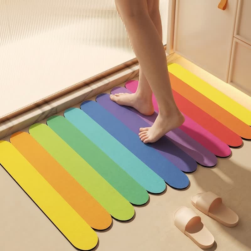 Ownkoti Modern Rainbow Stripe Diatom Mud Bath Rug - image 3