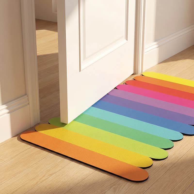 Ownkoti Modern Rainbow Stripe Diatom Mud Bath Rug - image 5