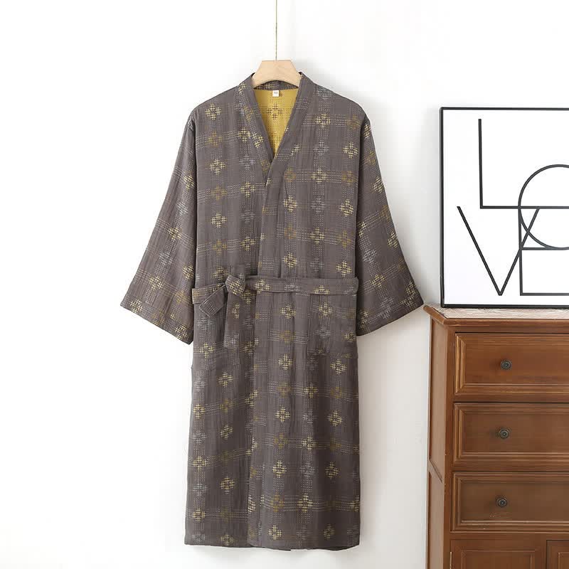 Ownkoti Unisex Geometric Cotton Yukata Robe - image 3